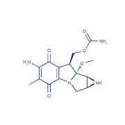 Chemical structure of Mitomycin C.