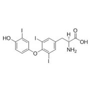 Chemical structure of unconjugated Triiodothyronine.