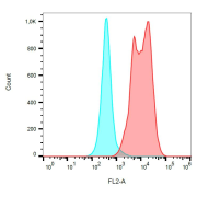 Surface staining of PMA/ionomycin-activated PBMC using CD154 Antibody (PE).