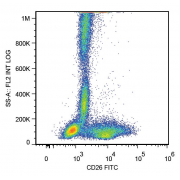 Surface staining of human peripheral blood cells with Human CD26 Antibody (FITC).