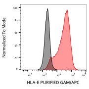 Flow cytometry analysis (surface staining) of HLA-E-transfectants with HLA-E Antibody purified APC.