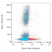 Surface staining of human peripheral blood cells using anti-CD161 purified, GAM-APC.